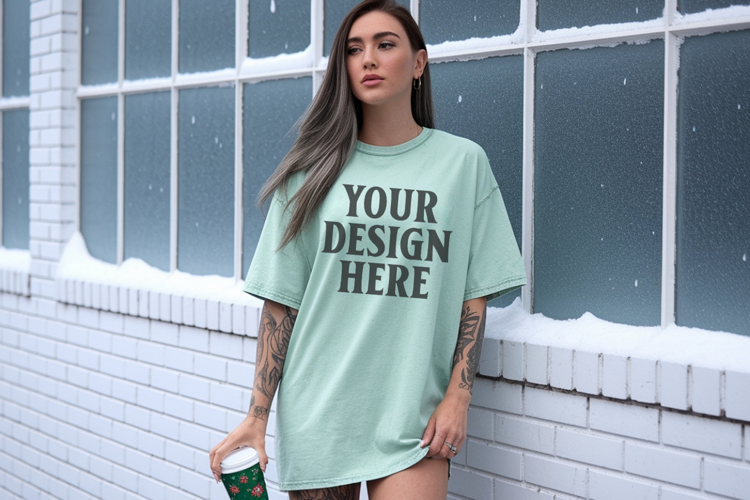 Chalky Mint Christmas Comfort Colors 1717 TShirt Mockup,cc17