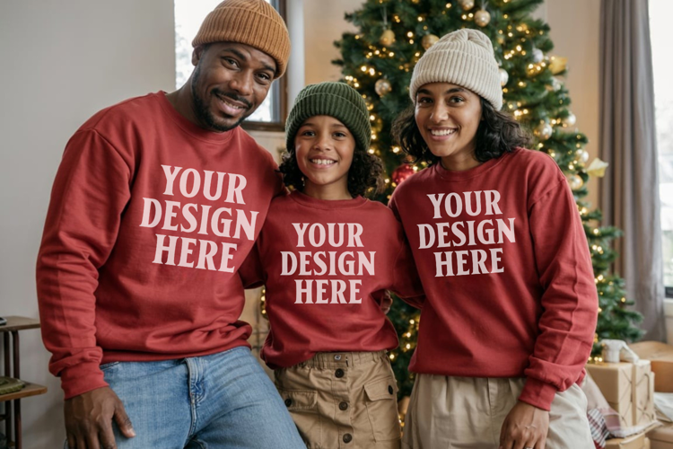 Christmas Family Matching T-Shirt Mockups | Holiday Group