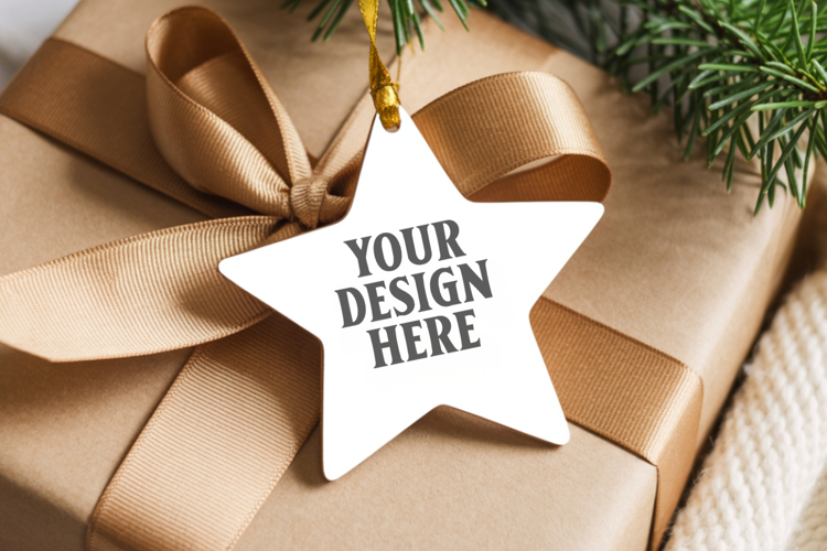 Christmas Star Ceramic Ornaments Mockup | Holiday Star Ornam