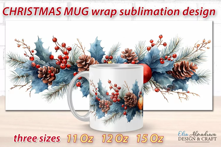 Christmas Mug Wrap design| Mug Sublimations Cricut Template