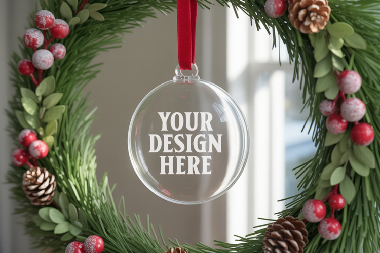 Acrylic Christmas Ornament Mockups , acrylic blank mockup
