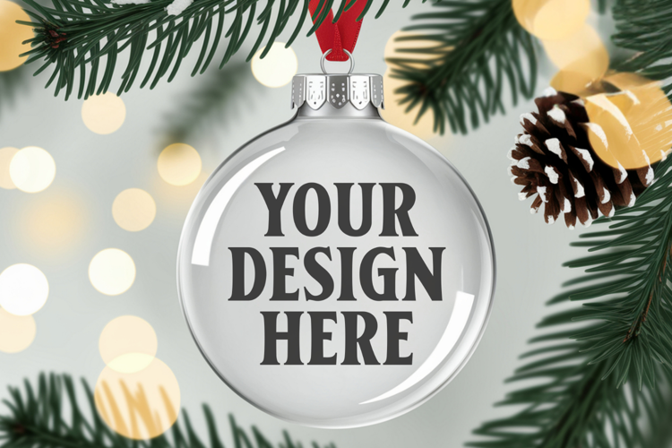 Acrylic Christmas Ornament Mockups | Clear Holiday Ornament