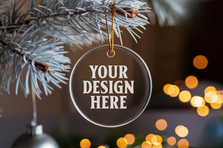 Acrylic Christmas Ornament Mockups | Clear Round Holiday