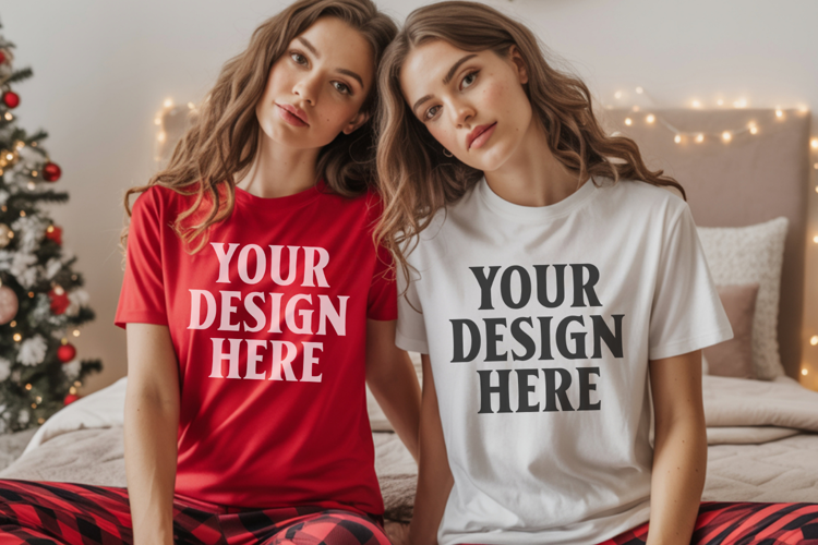 Christmas Comfort color Couple Mockup , Couple mockup