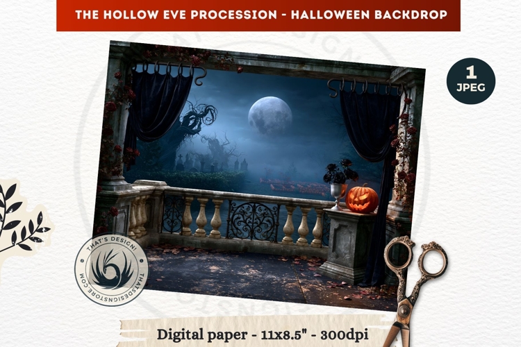 Gothic Halloween background - Hollow Eve Procession Backdrop
