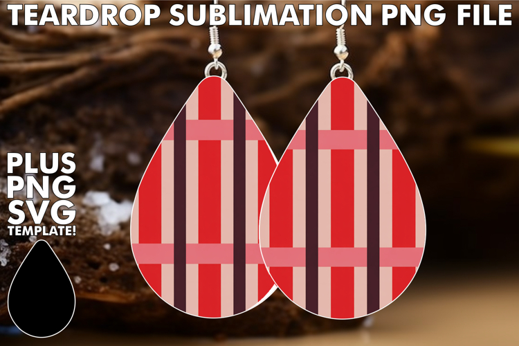 Stylish Teardrop Earrings Art PNG, Valentines Pattern