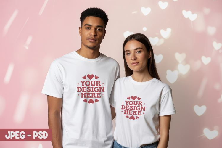Valentine Couple T Shirt PSD JPEG Mockup