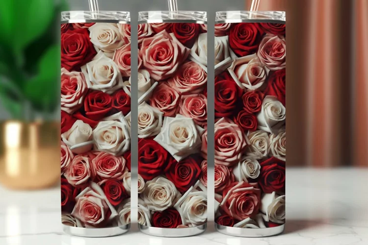 Valentine Tumbler Wrap 20 oz - Roses flower