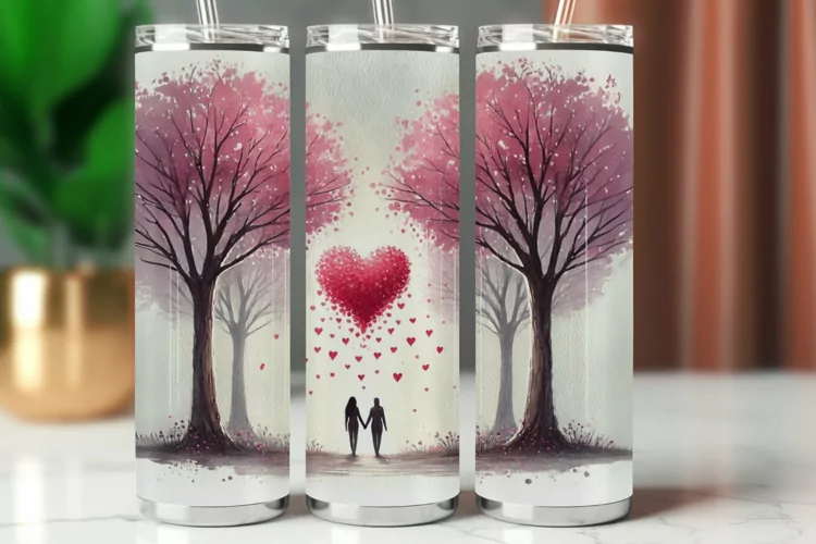 Valentine Tumbler Wrap 20 oz - couple love tree