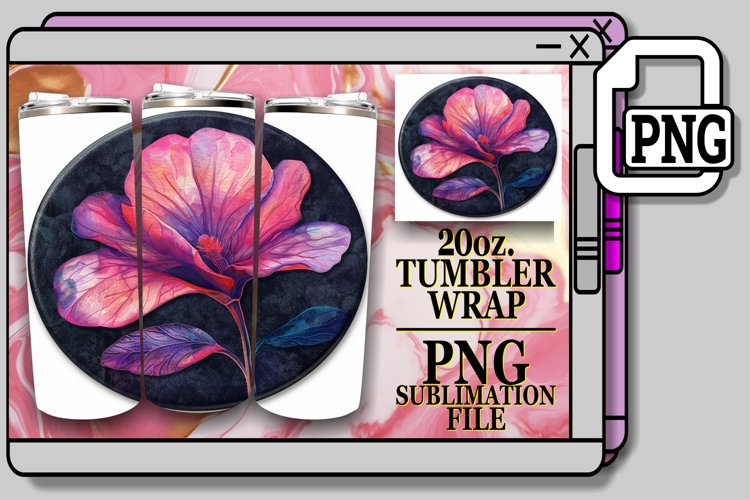 Denim Flower Tumbler Design Spring 20oz example image 1