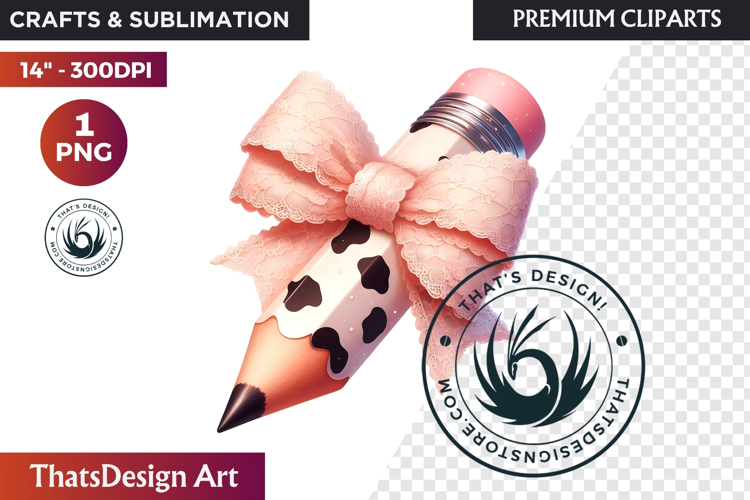 Pastel Coquette Pencil bow Clipart Girly School Supplies