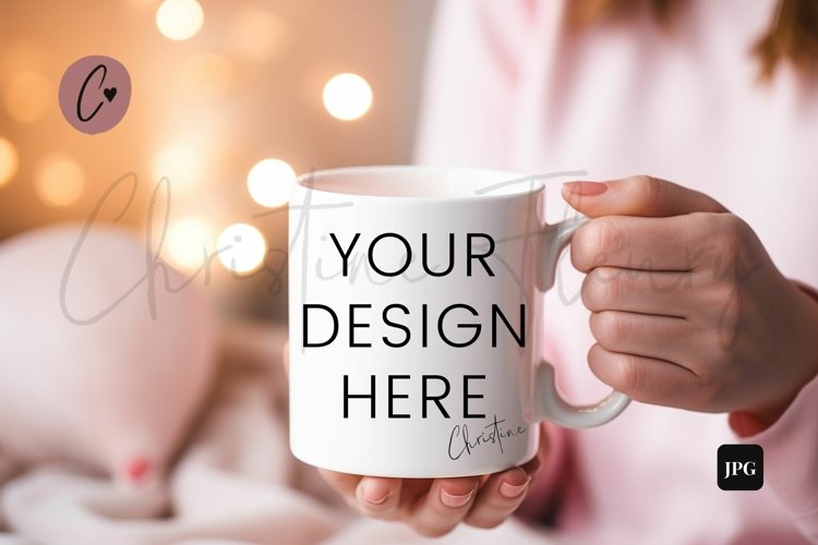 Valentine's Mug Mockup In Hands | Valentine's Day Mockup example image 1
