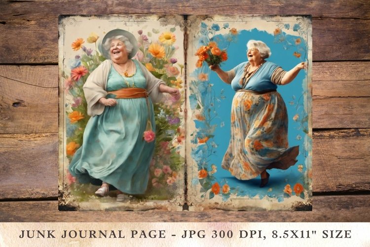Printable Junk Journal Pages Fat Lady 2 example image 1