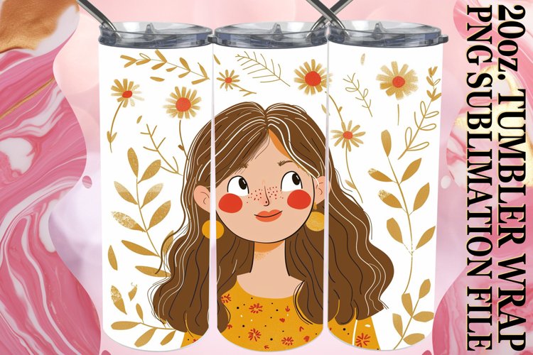 Beautiful Flower Portrait Tumbler Wrap 20oz