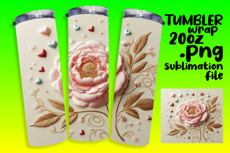 Colorful 20oz Tumbler Template , 3D Flower