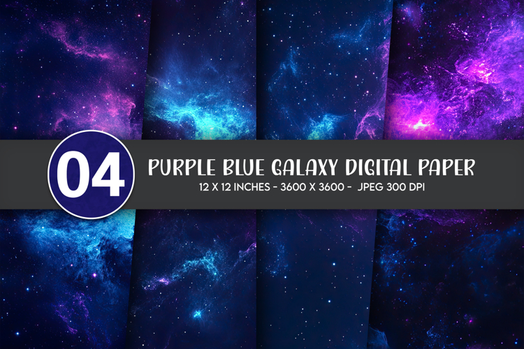 Purple Blue Galaxy Digital Paper example image 1