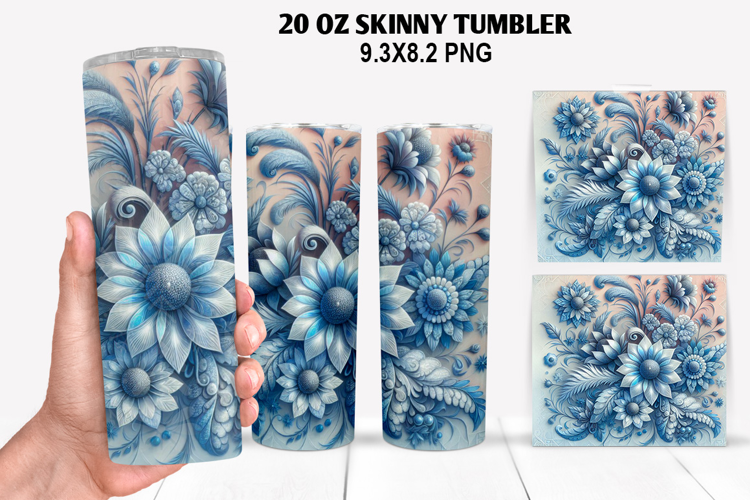 Flowers Skinny Tumbler 20oz Wrap Design, Spring Tumbler Wrap