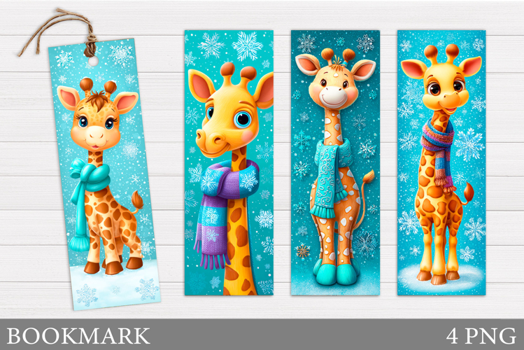 Christmas Giraffe Bookmark. Christmas Bookmark Sublimation