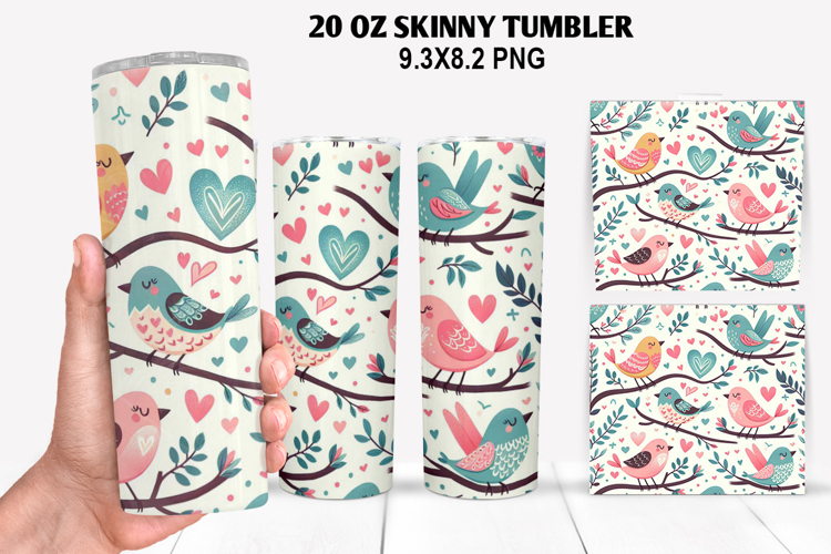 Valentine Skinny Tumbler 20oz Wrap Design, Valentine Tumbler