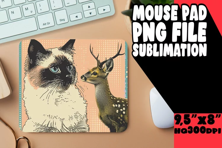 Lovely Feline Print Mouse Mat