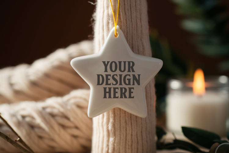 Christmas Star Ceramic Ornament Mockup | Holiday Star Tree