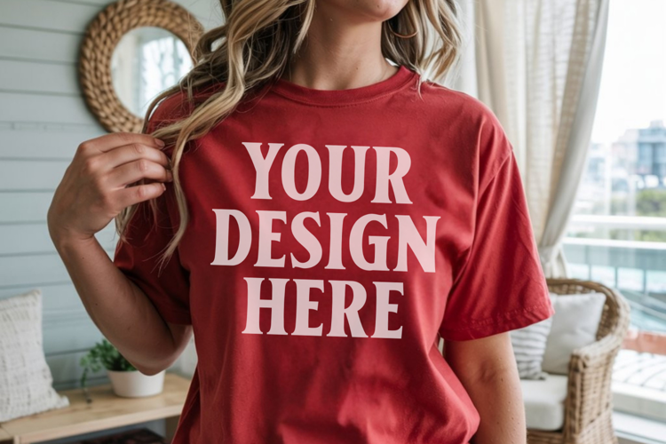 Comfort Colors 1717 Red T-Shirt Mockup