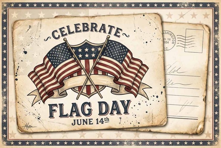 Vintage USA Flag 4th of July Patriotic day