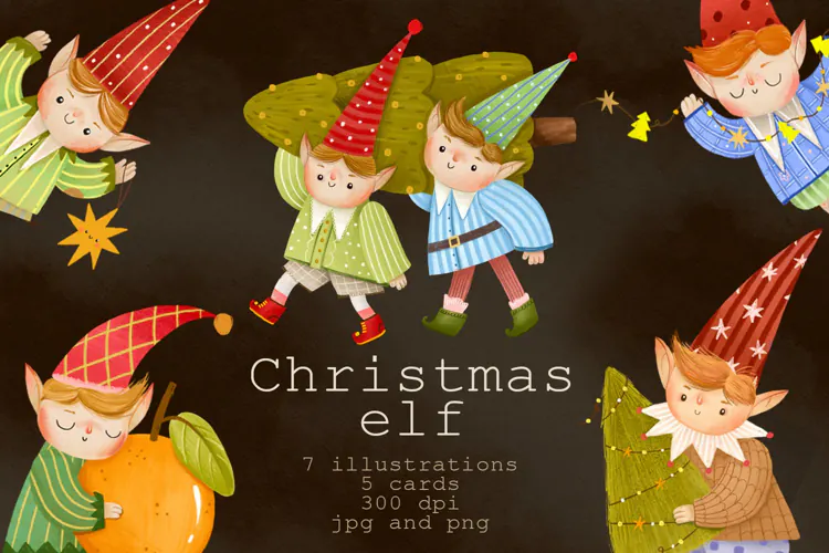 Cute Christmas Elf Clipart