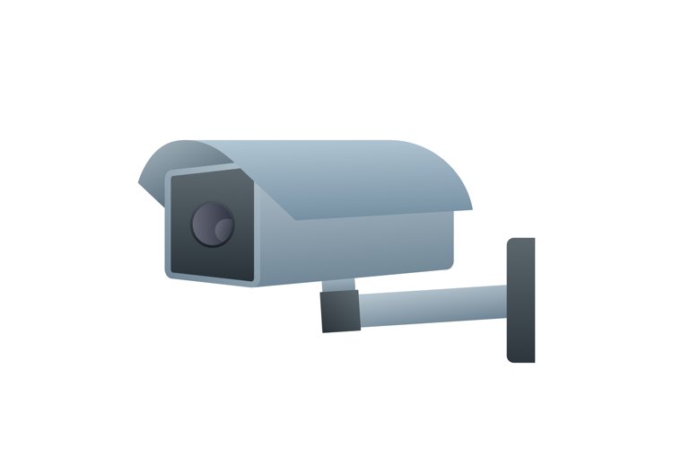 Icon with cctv on white background. Silhouette symbol. example image 1