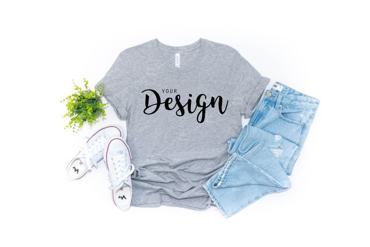 Bella Canvas Mockup 3001 Athletic Heather T-shirt Unisex Tee example image 1