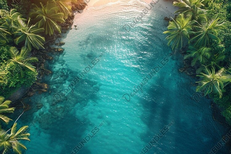 Aerial view turquoise ocean. Summer background. High photo example image 1