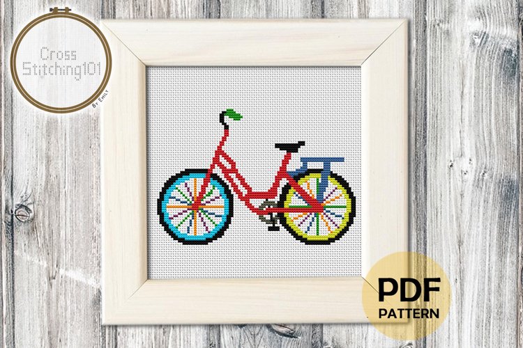 Cycle Cross Stitch Pattern- Instant Download PDF example image 1