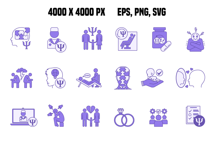 Colored Psychology Icon Set