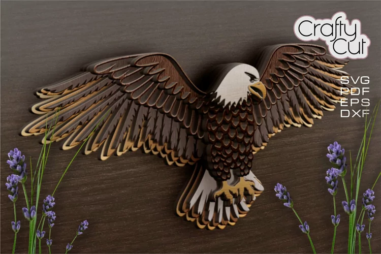 Multilayer Bald Eagle SVG, DFX Laser Cut Files