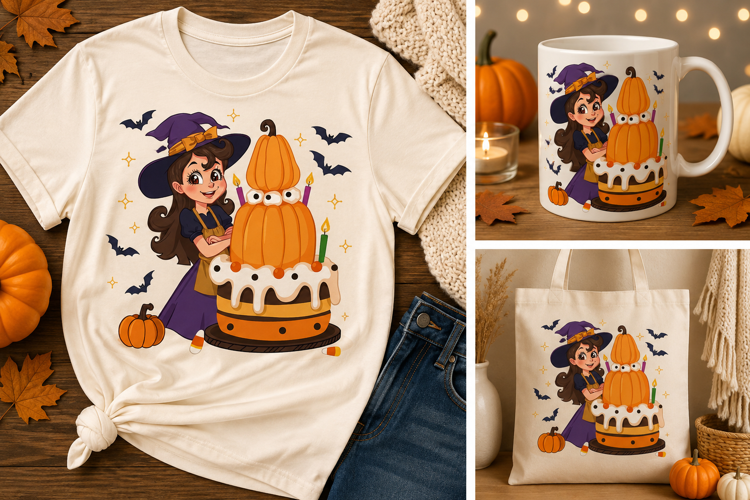 Halloween Witch Pumpkin Cake PNG | Spooky Baking Clipart