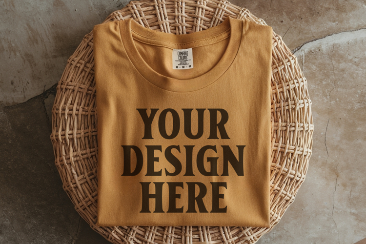 Mustard Comfort Colors 1717 Folded Tshirt Mockups