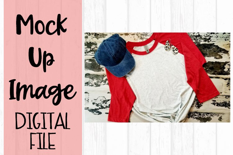 Red Raglan on White Bricks Mock Up