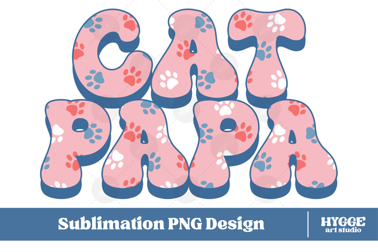 American Cat Papa 4th of July USA Paw DTF PNG Sublimation