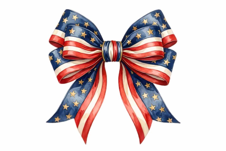 patriotic ribbon bow Memorial Day clipart