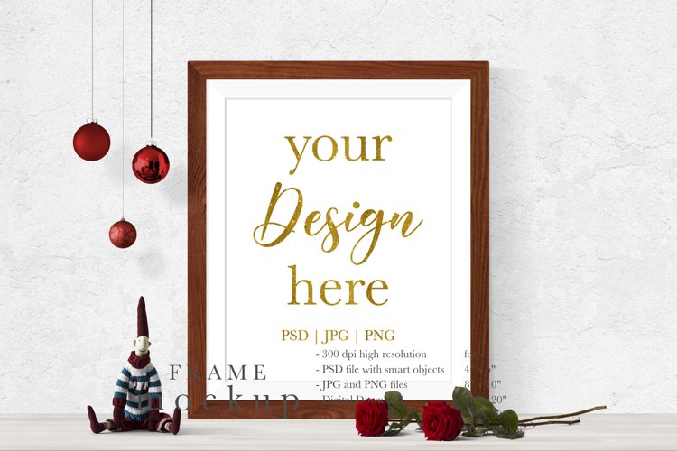 Christmas Wood Frame Mockup - Frame Mockup for Wall Art example image 1