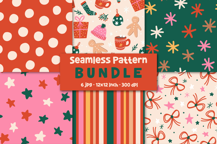 Christmas Digital Paper Christmas Pattern Bundle.