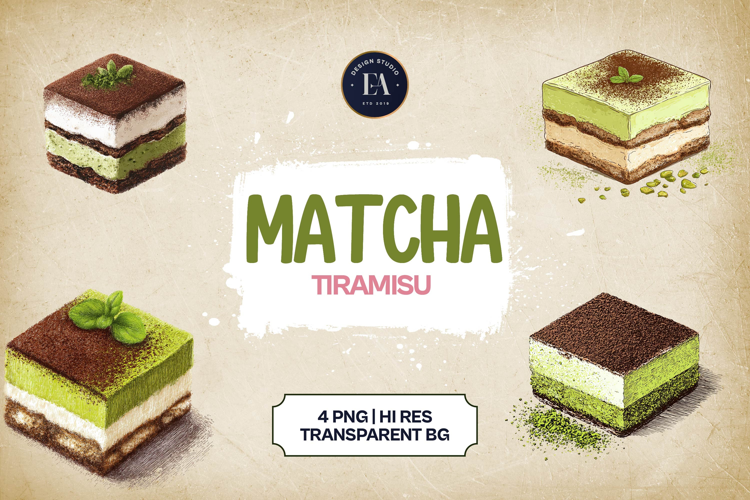Matcha Tiramisu Clipart 4 PNG