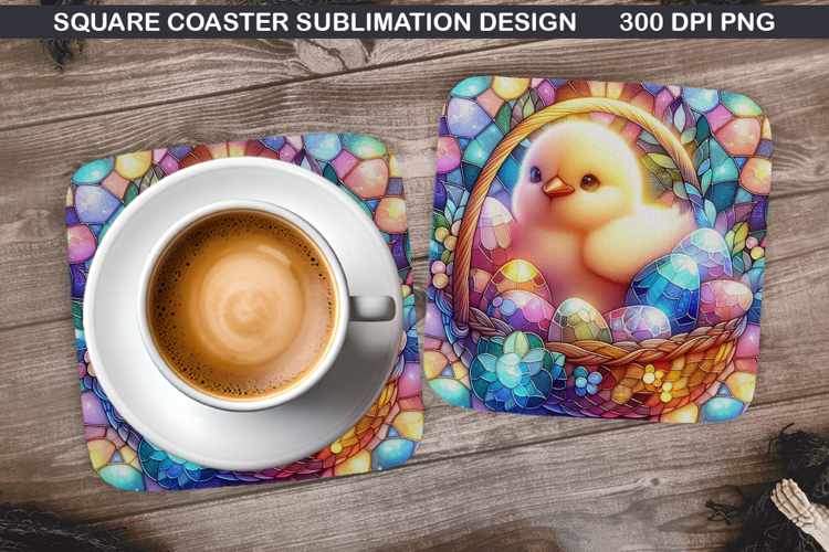 Chicks Coaster Sublimation, Easter Coaster PNG Design