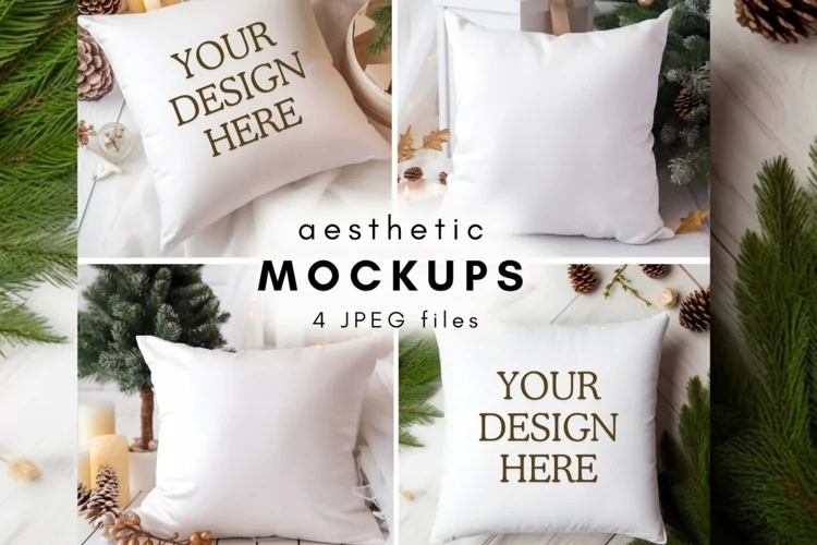 Christmas Pillow Mockup - Instant Download