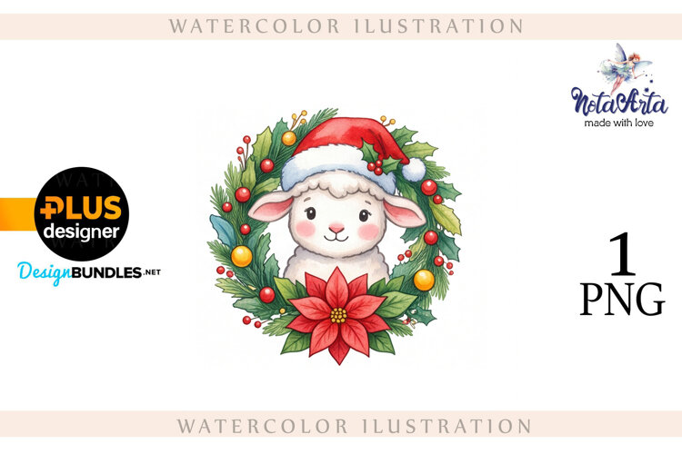 Christmas Sheep in Watercolor Style example image 1