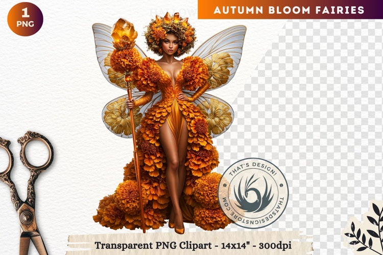 Autumn Bloom Floral Fairy Clipart, Mythical Fantasy PNG
