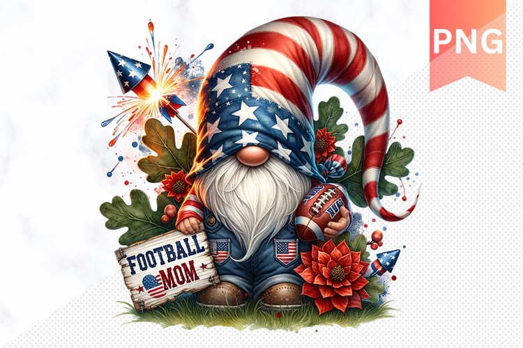 Football MOM - 4th Of July Sublimation - Clipart PNG Design example image 1