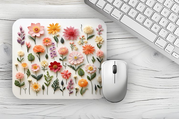 Watercolor 3d flowers Mousepad, flowers Mousepad Sublimation example image 1