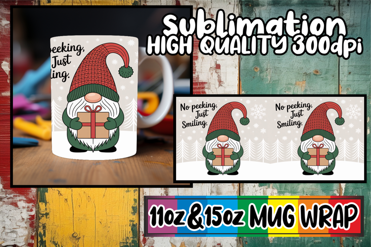 Charming whispers 11oz 15oz sublimation wrap, Holiday Gnome