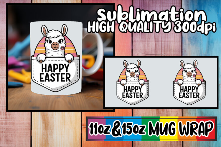 Magical vibes 11oz 15oz sublimation wrap, Easter Animals example image 1